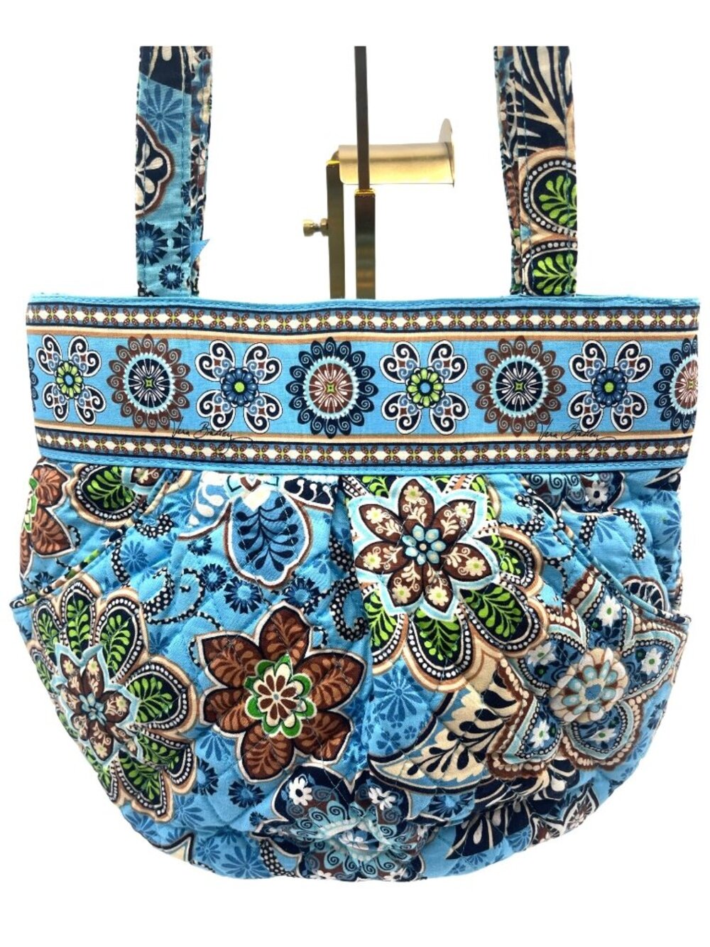 Vera Bradley Blue Floral Quilted Shoulder Bag Zipper Closure Multicolor - Picture 2 of 8